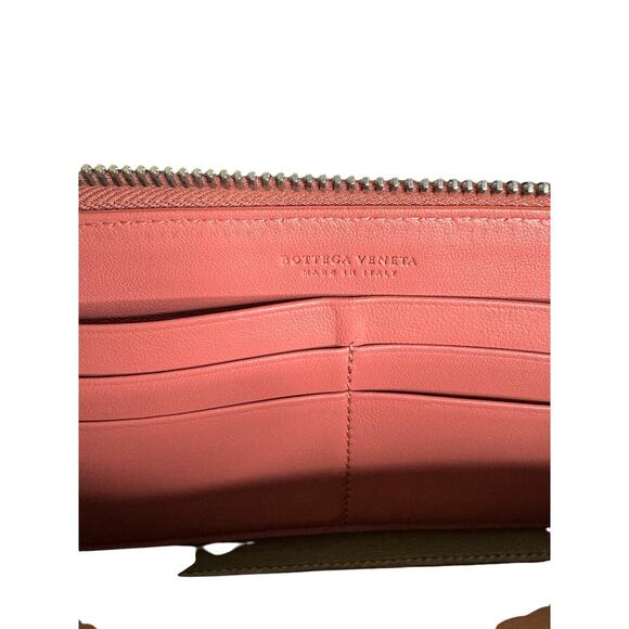 Bottega Veneta Floral Embroidered Intrecciato Leather Zip Around Wallet in Pink - Picture 13 of 16